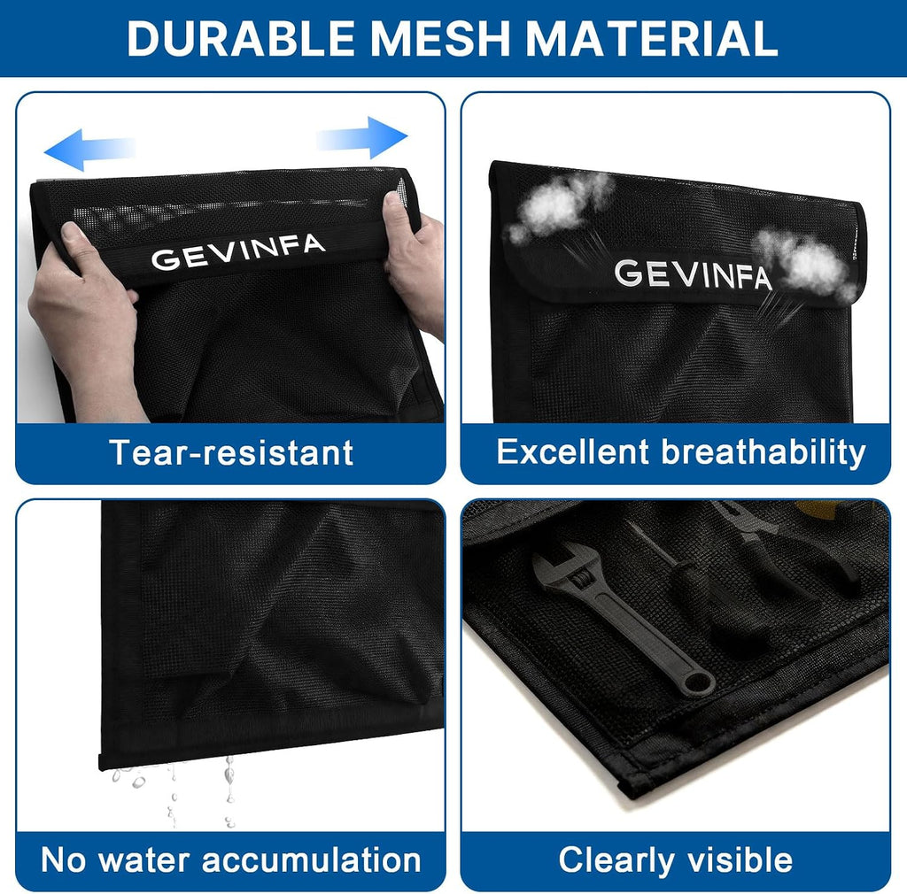 GEVINFA Boat Storage Mesh Bags Self-Adhesive Velcro Pocket Organizer 2 PCS