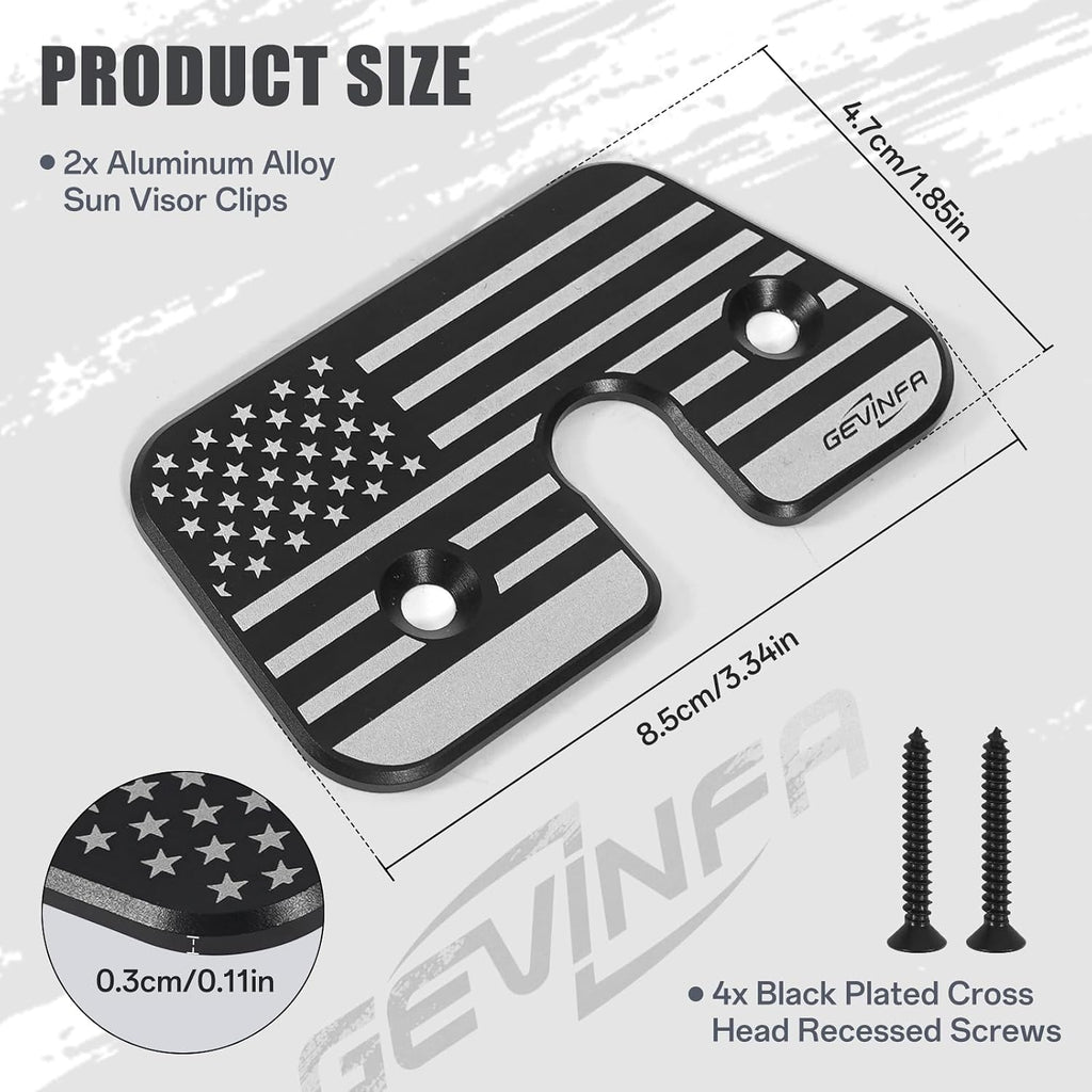 GEVINFA Wrangler Sun Visor Repair Kit - Upgraded Aluminum Alloy Visor Clips