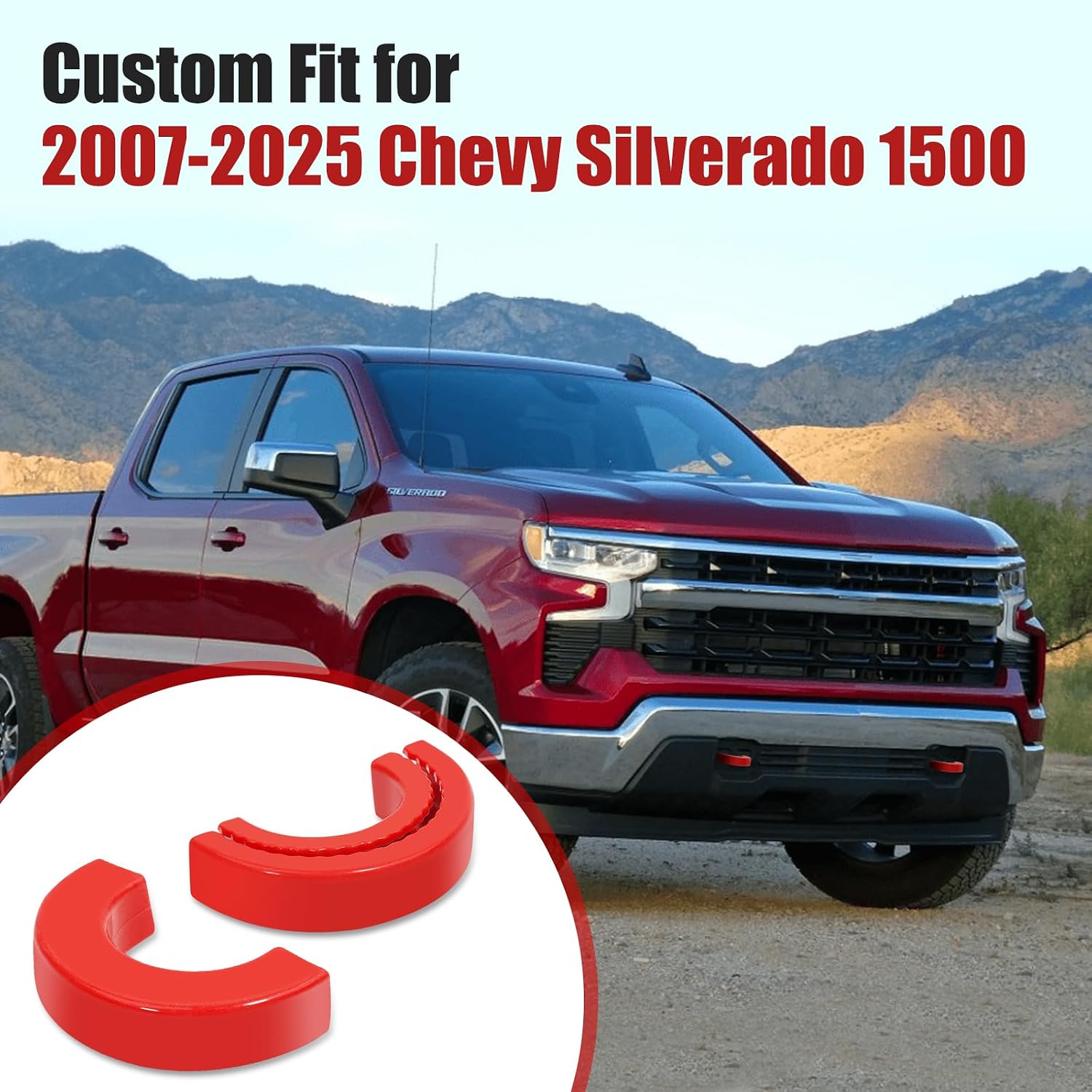 GEVINFA Tow Hook Covers for Chevy Silverado 1500 2007-2025 Red Protector