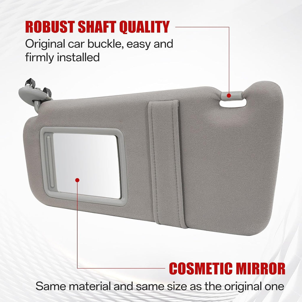 Car Sun Visor Replacement for Toyota Camry Grey,fit for Driver & Passenger Side Toyota Camry Sun Visor 2007 2008 2009 2010 2011 and Hybrid Without Light,Replace OE#74310-06750-E0, 74320-06780-B0,2 PCS