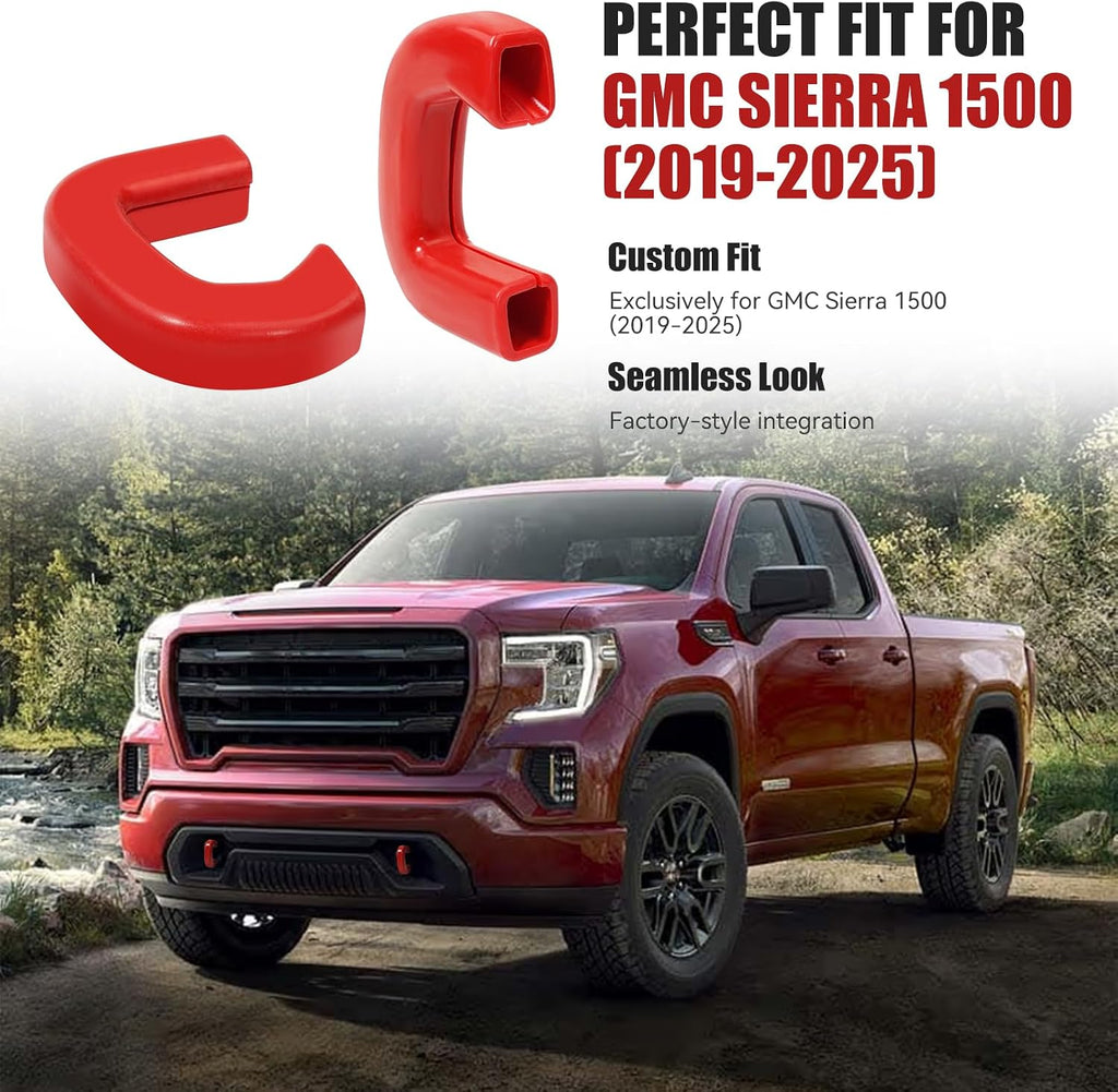 GEVINFA Tow Hook Covers for GMC Sierra 1500 2019-2025, Red Protector