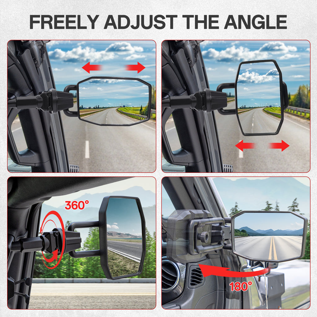 GEVINFA Upgraded Mirrors Doors Off Compatible with Jeep Wrangler JL JLU and Gladiator JT 2024-2026, Quick Release JL Mirror, No Wobble & Quick Removal knob(Not Fit 1986-2023) Patented