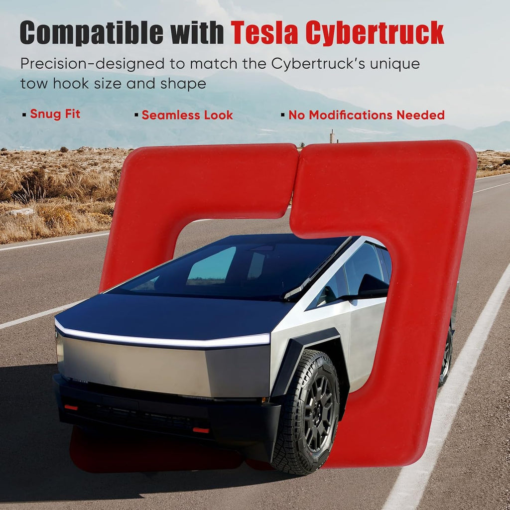 Tow Hook Covers Compatible with Tesla Cybertruck 2024 2025, Front Hitch Cover Red Silicone Tow Hook Protector Accessories for Tesla Cybertruck 2024 2025 (2PCS)