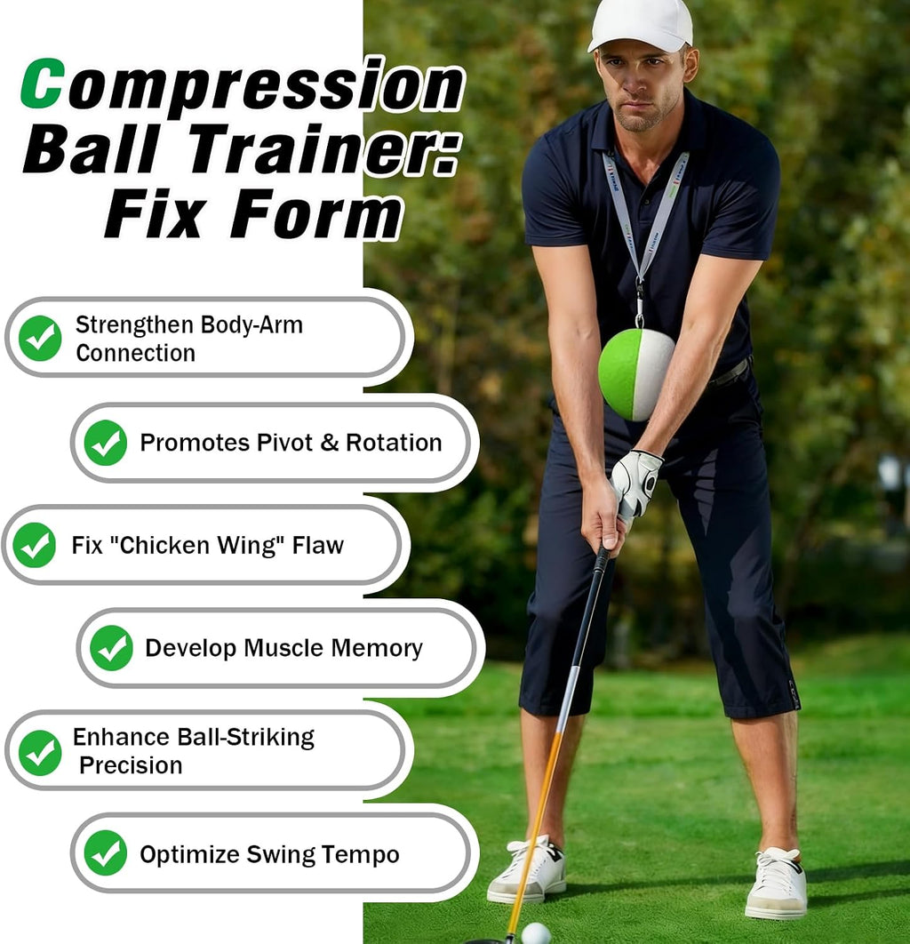 GEVINFA Compression Golf Swing Trainer Ball with Pure Strike Training Aid