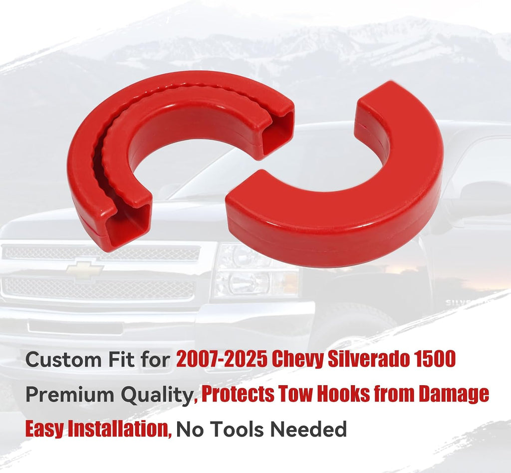 GEVINFA Tow Hook Covers for Chevy Silverado 1500 2007-2025 Red Protector