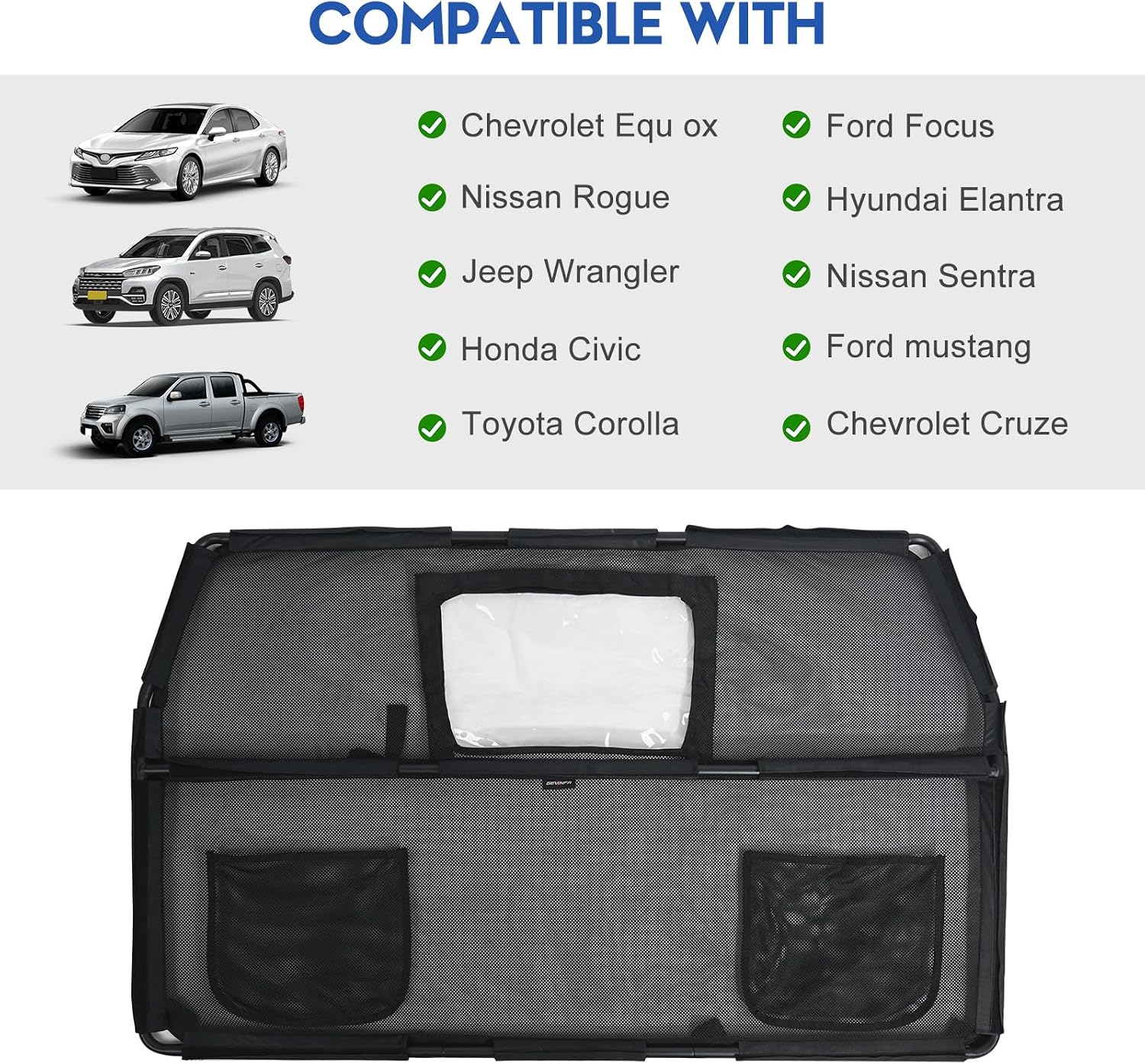 GEVINFA 52" Dog Car Barrier for SUV, Wide Escape-Proof & Chew-Proof