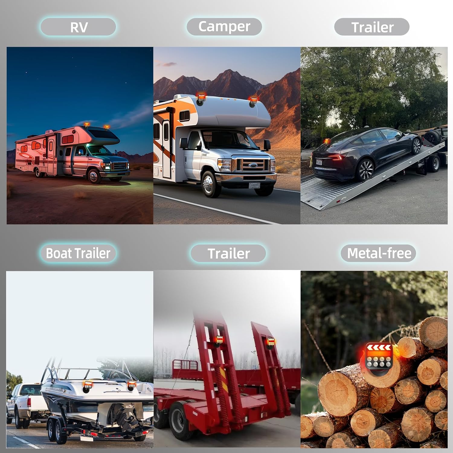 Wireless Trailer Lights, Magnetic LED Kit for Tow Trucks, Boats