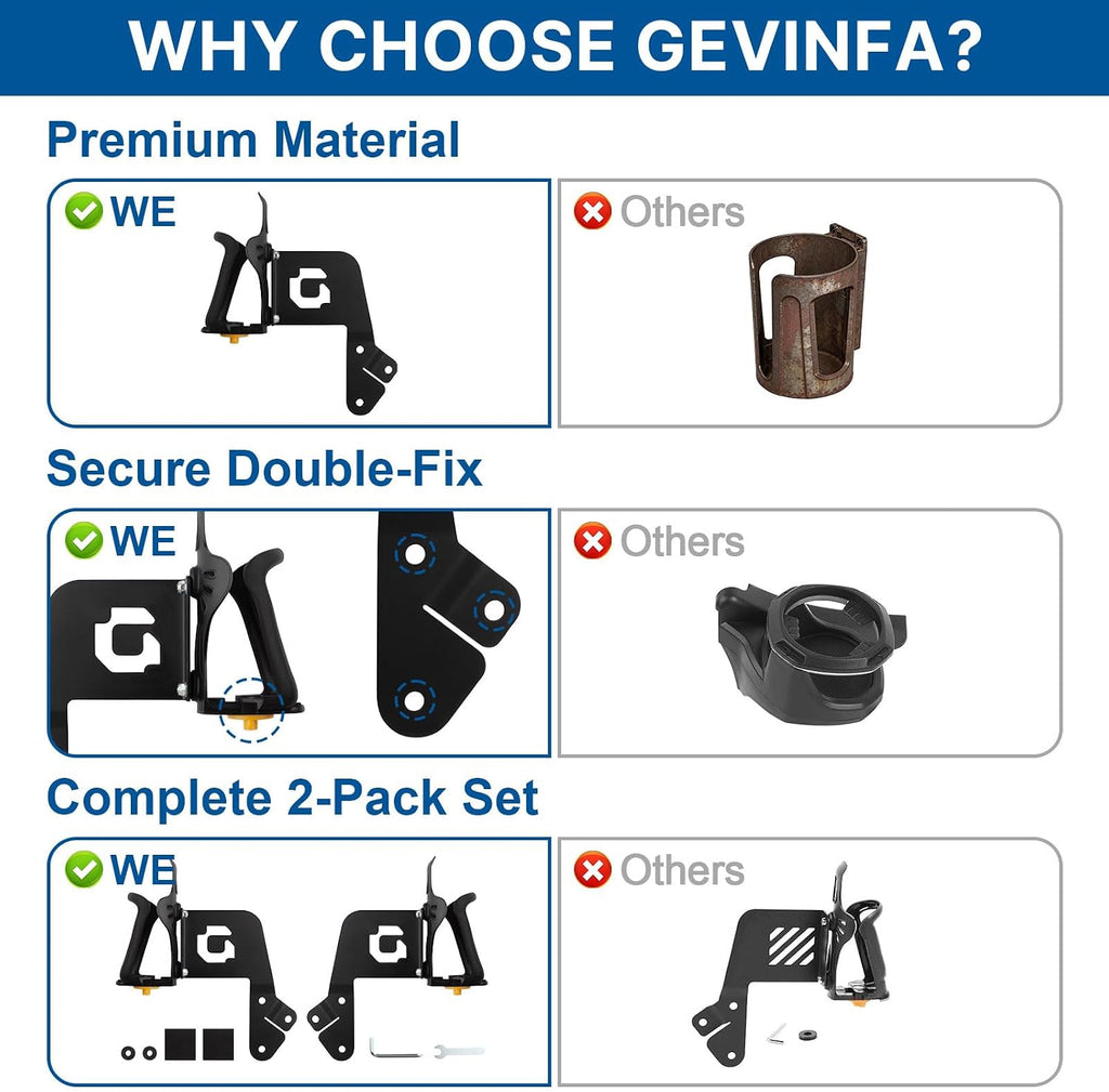 GEVINFA 2 Pack Front Door Cup Holder for Jeep Wrangler JL JLU Gladiator JT