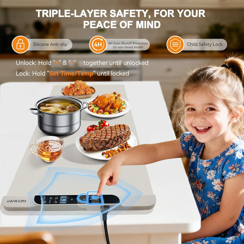 GEVINFA Extra Large Food Warming Mat 36"x16" Inches with 11 Heating Modes