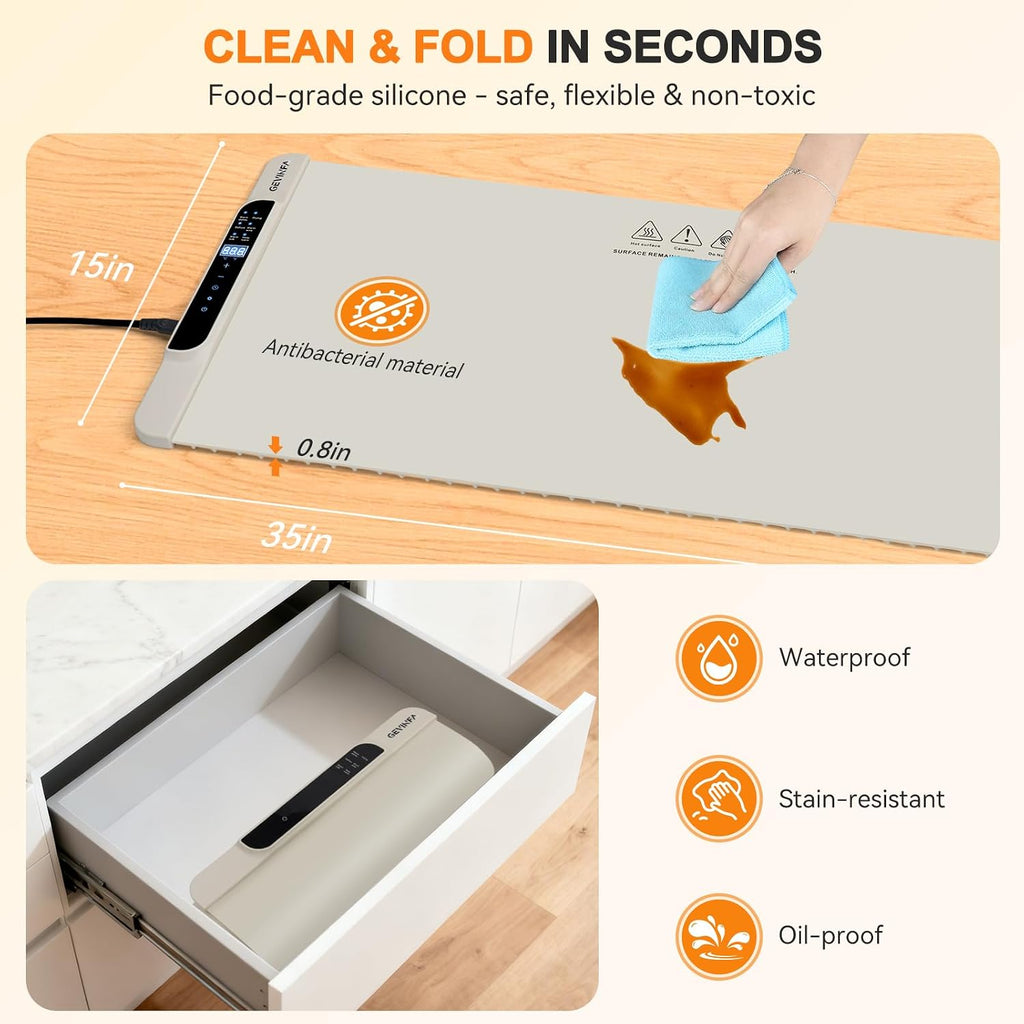 GEVINFA Extra Large Food Warming Mat 36"x16" Inches with 11 Heating Modes
