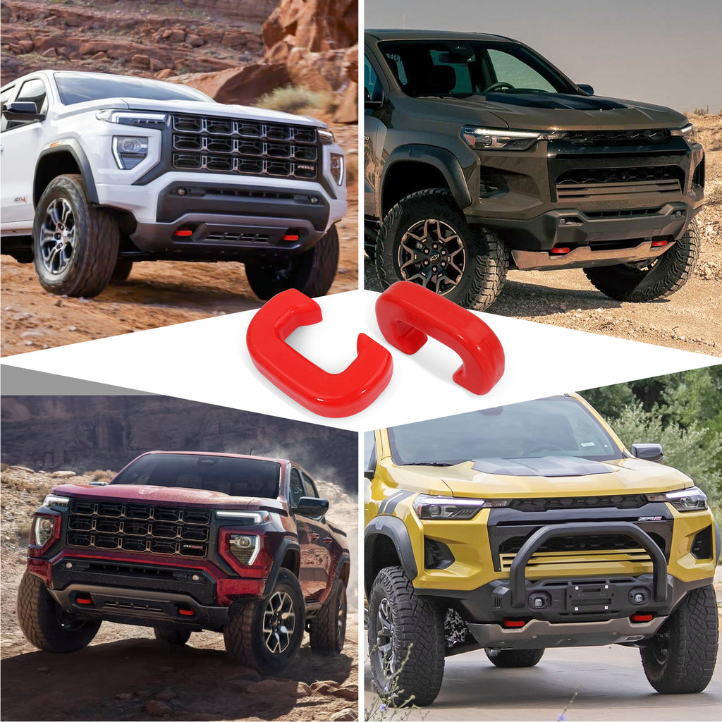 GEVINFA Red Front Tow Hooks Covers Only Compatible with Colorado Z71 ZR2 & GMC Canyon 2023 2024 2025, Heavy Duty Custom Trailer Hitch Cover Fits Chevy Colorado Accessories and GMC Canyon Accessories