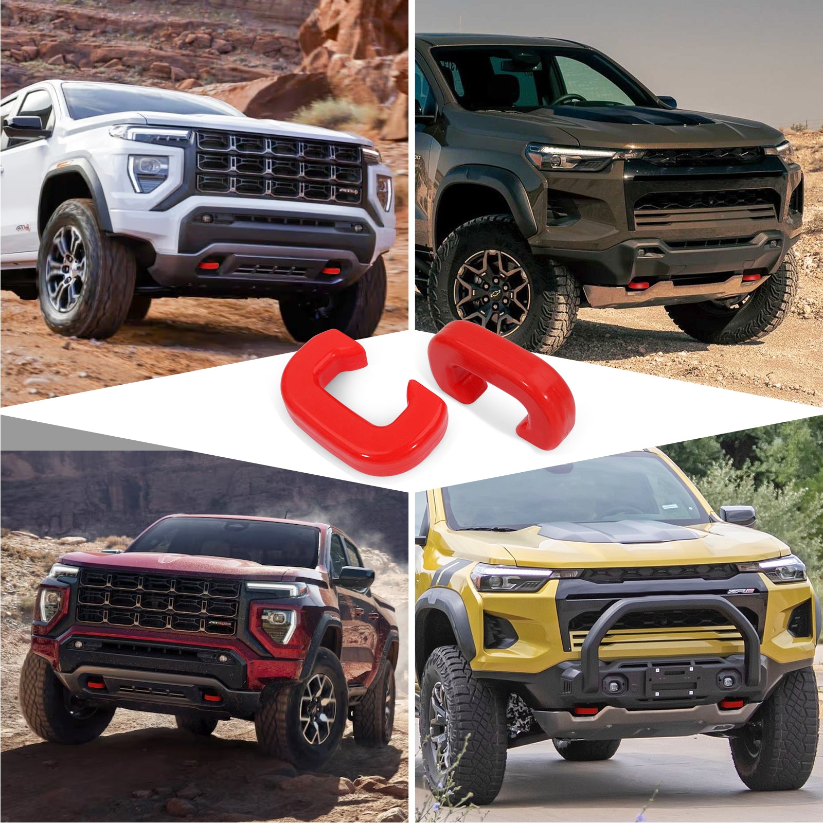 GEVINFA Red Front Tow Hooks Covers Only Compatible with Colorado Z71 ZR2 & GMC Canyon 2023 2024 2025, Heavy Duty Custom Trailer Hitch Cover Fits Chevy Colorado Accessories and GMC Canyon Accessories