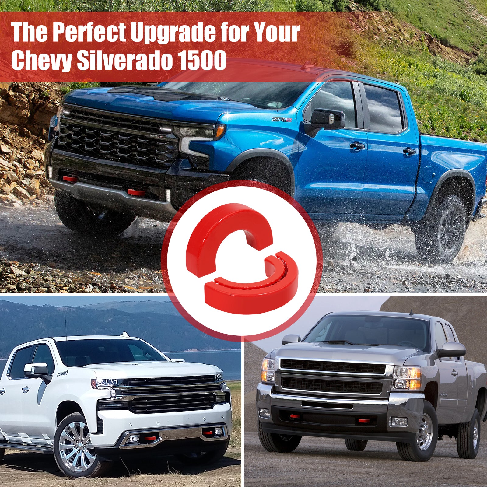 Tow Hook Covers Compatible with Chevy Silverado 1500 2007-2025, Custom-Fit Protector Cover for Chevrolet Silverado 1500 Accessories | Durable & Stylish Upgrade (Red)