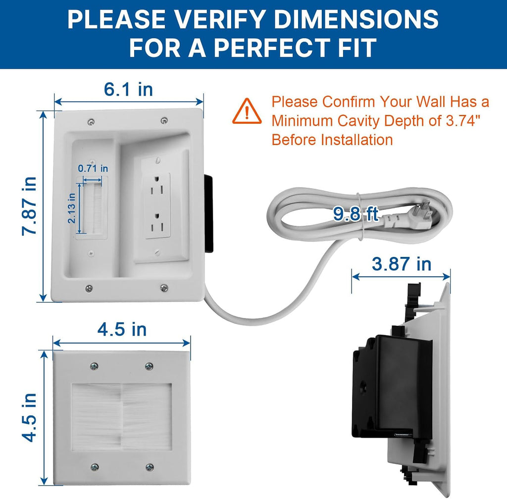 in-Wall Cable Management Kit with Power Extension Cord for Wall TV