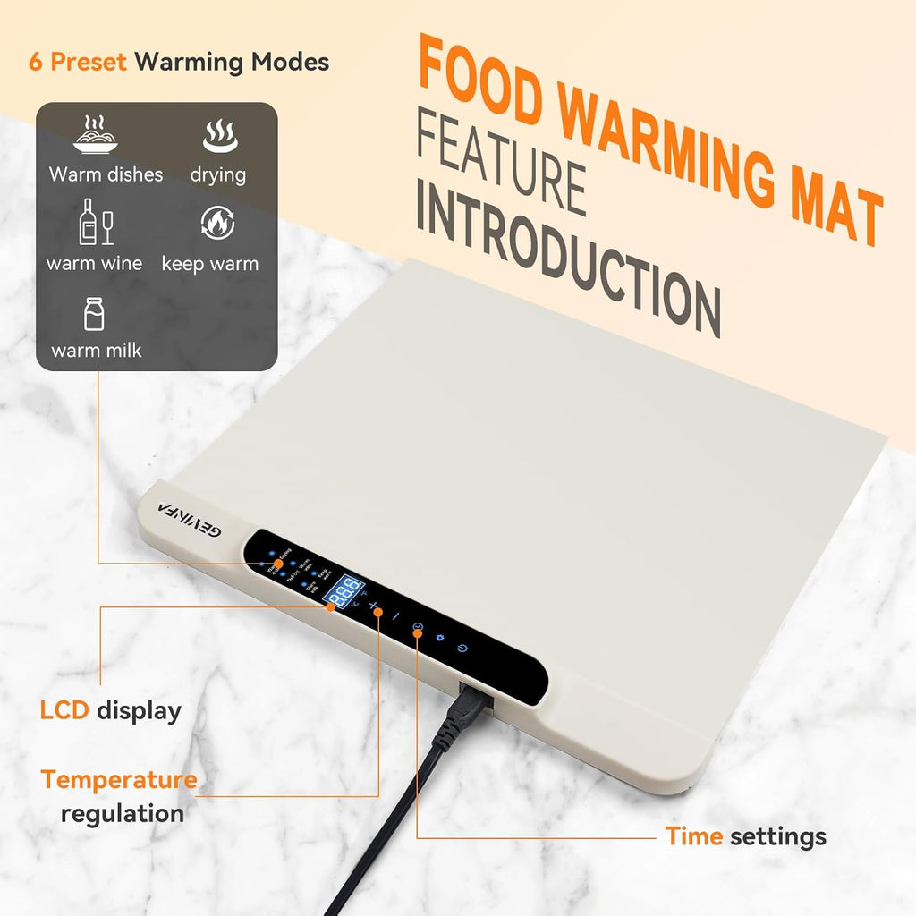 GEVINFA Extra Large Food Warming Mat 36"x16" Inches with 11 Heating Modes
