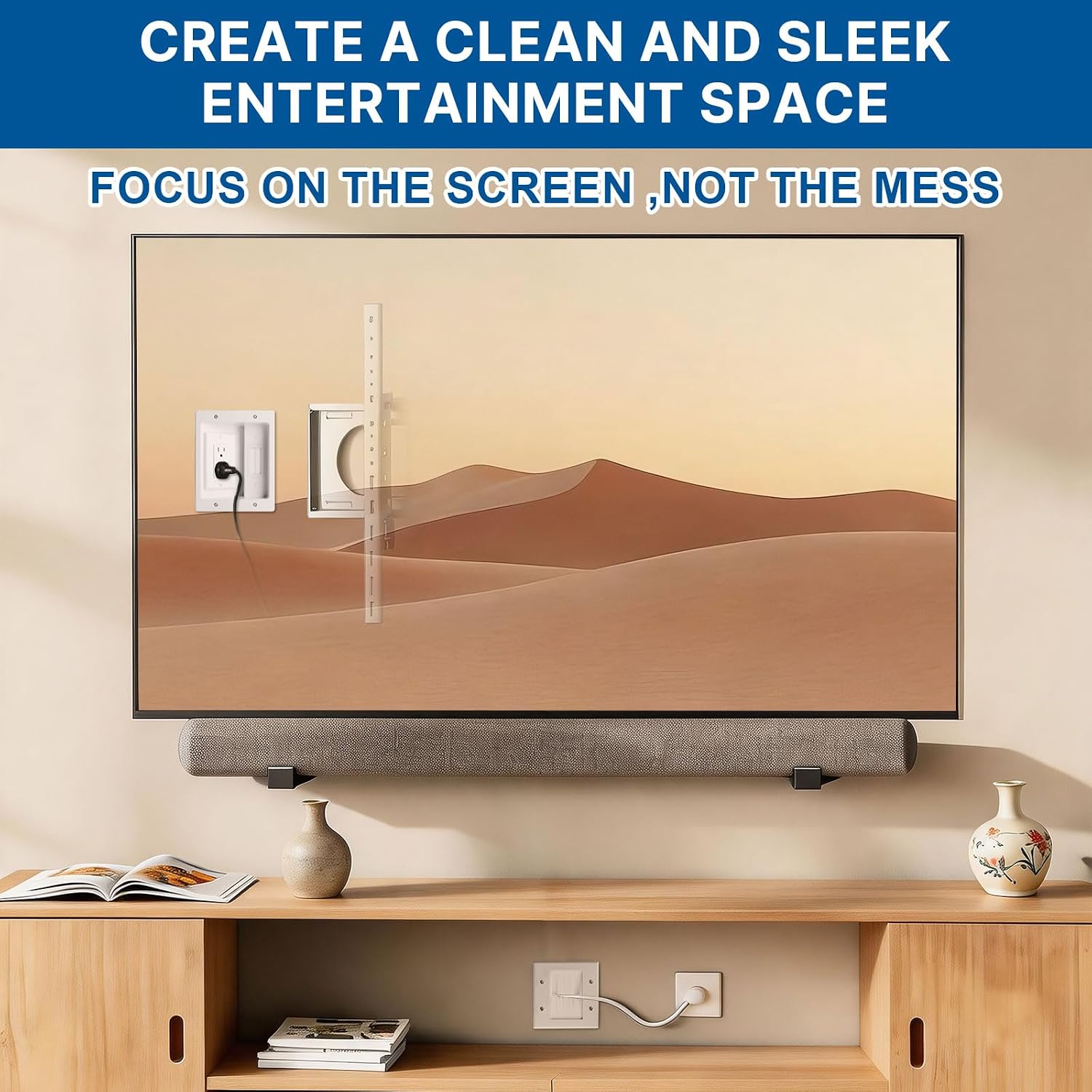 in-Wall Cable Management Kit with Power Extension Cord for Wall TV